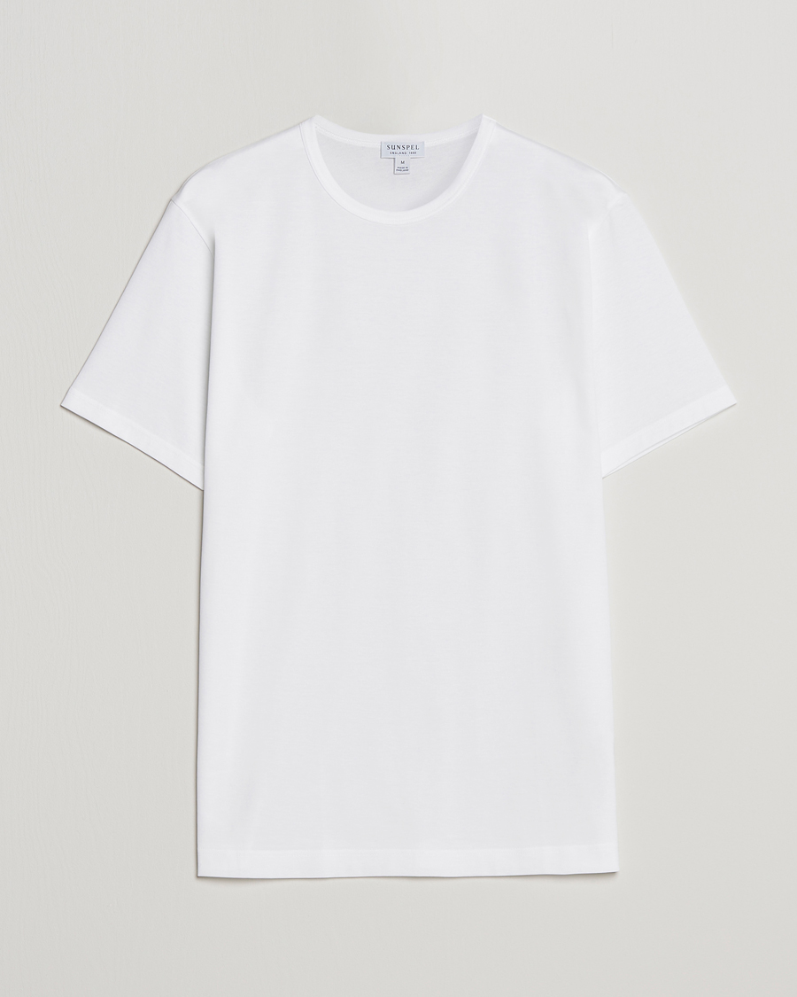 Homme | T-shirts | Sunspel | Crew Neck Q82 Cotton T-Shirt White