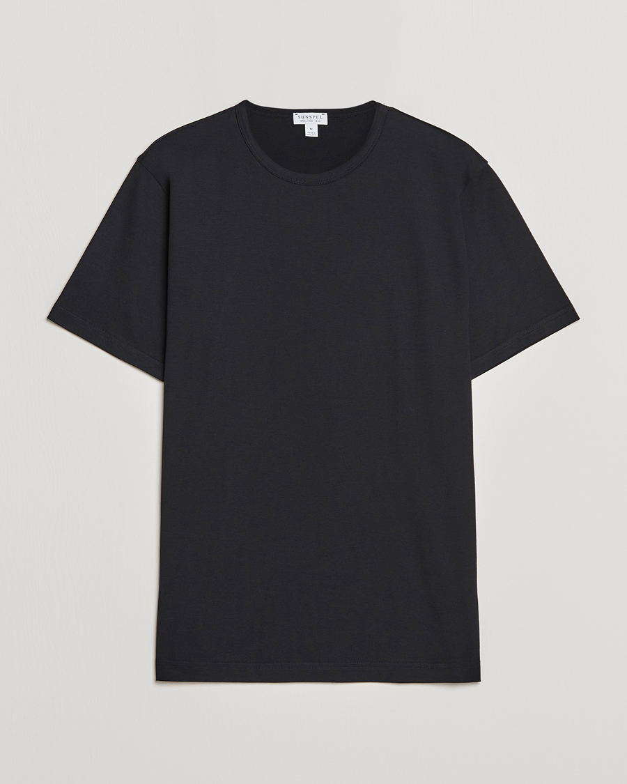 Homme | T-shirts | Sunspel | Crew Neck Q82 Cotton T-Shirt Black