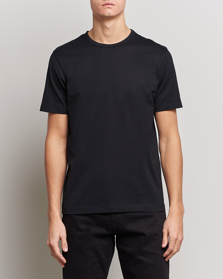 Homme | T-shirts | Sunspel | Crew Neck Q82 Cotton T-Shirt Black