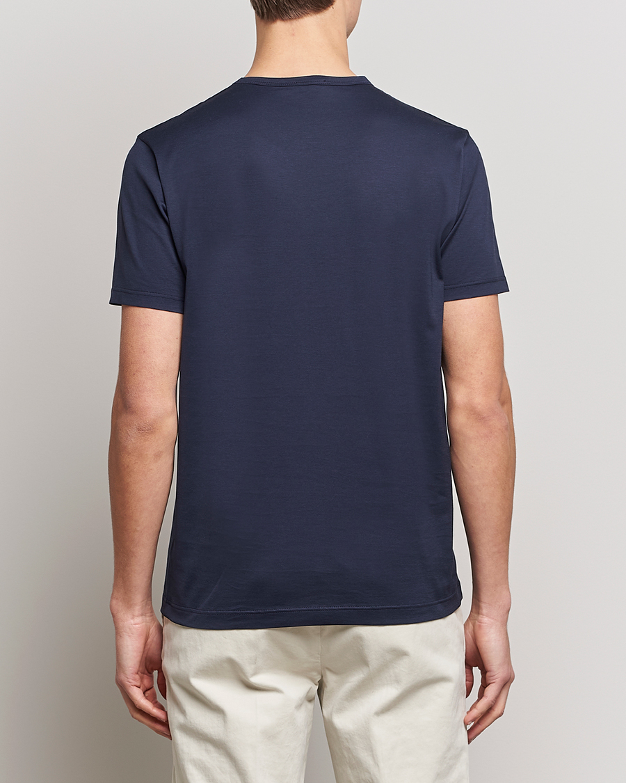 Heren | T-shirts | Sunspel | Crew Neck Q82 Cotton T-Shirt Navy