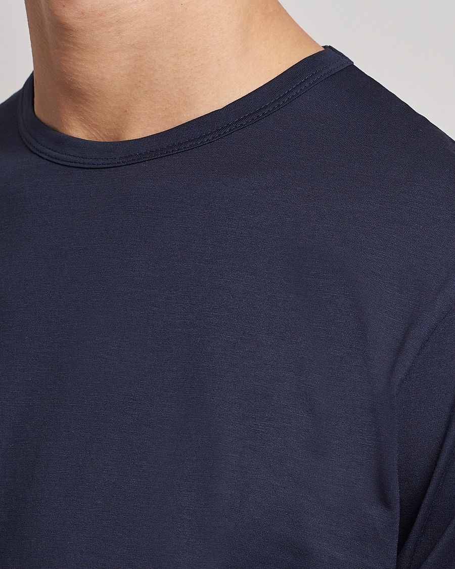 Heren | T-shirts | Sunspel | Crew Neck Q82 Cotton T-Shirt Navy