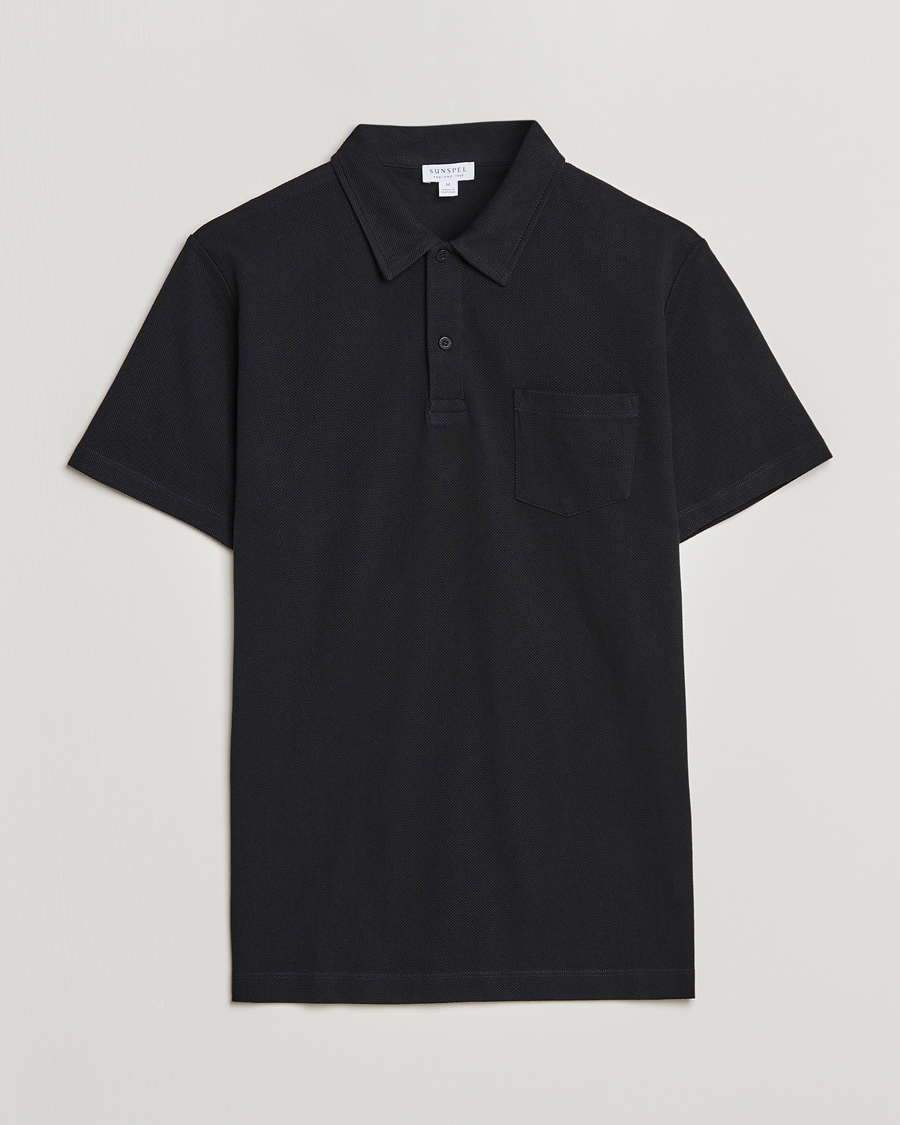 Heren | Polo's | Sunspel | Riviera Polo Shirt Black