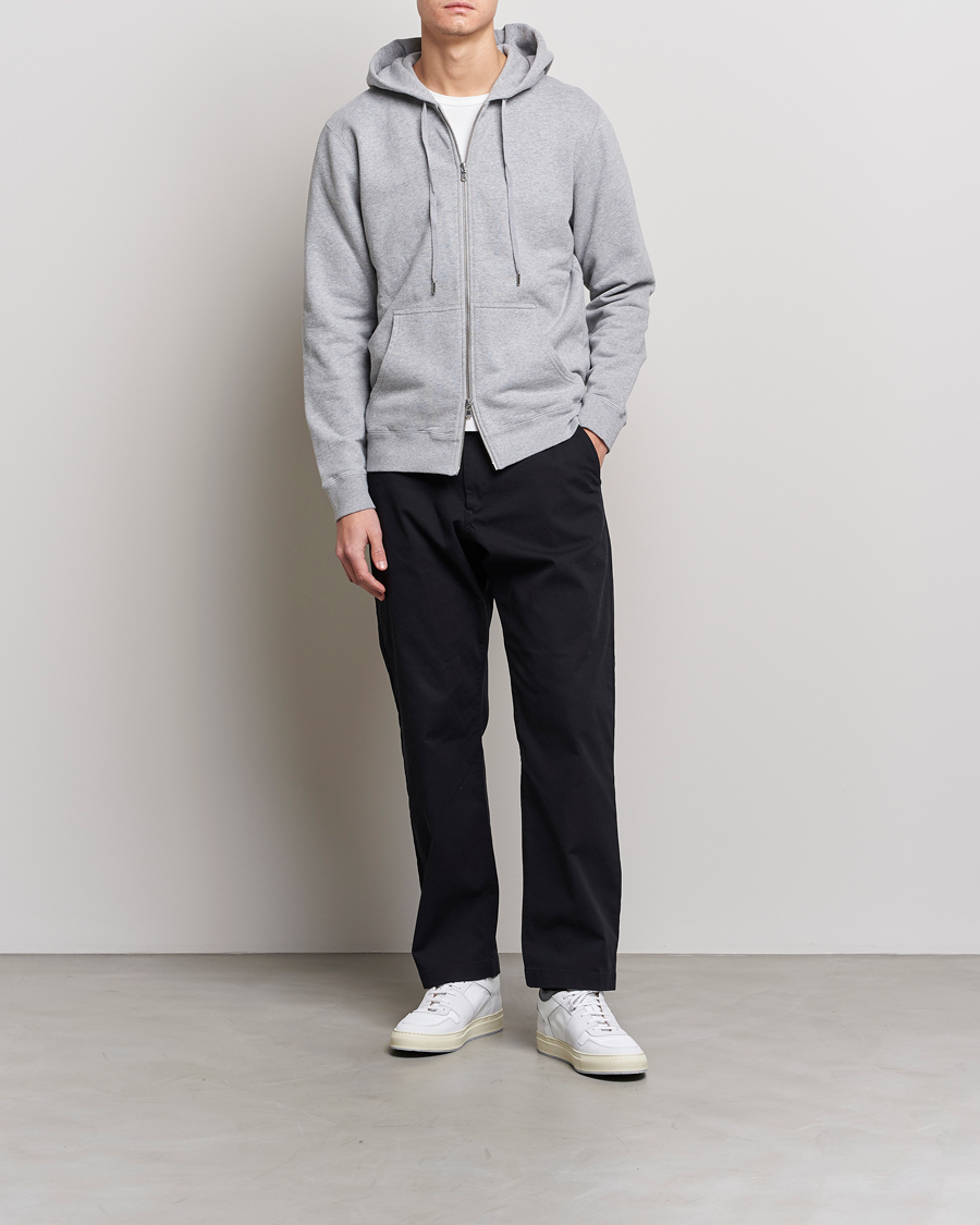 Heren | Truien | Sunspel | Loopback Full Zip Hoodie Grey Melange