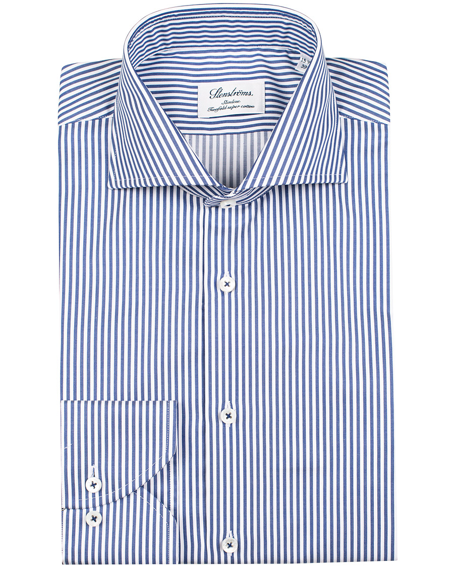 Homme | Chemises | Stenströms | Slimline Stripe Shirt Blue/White