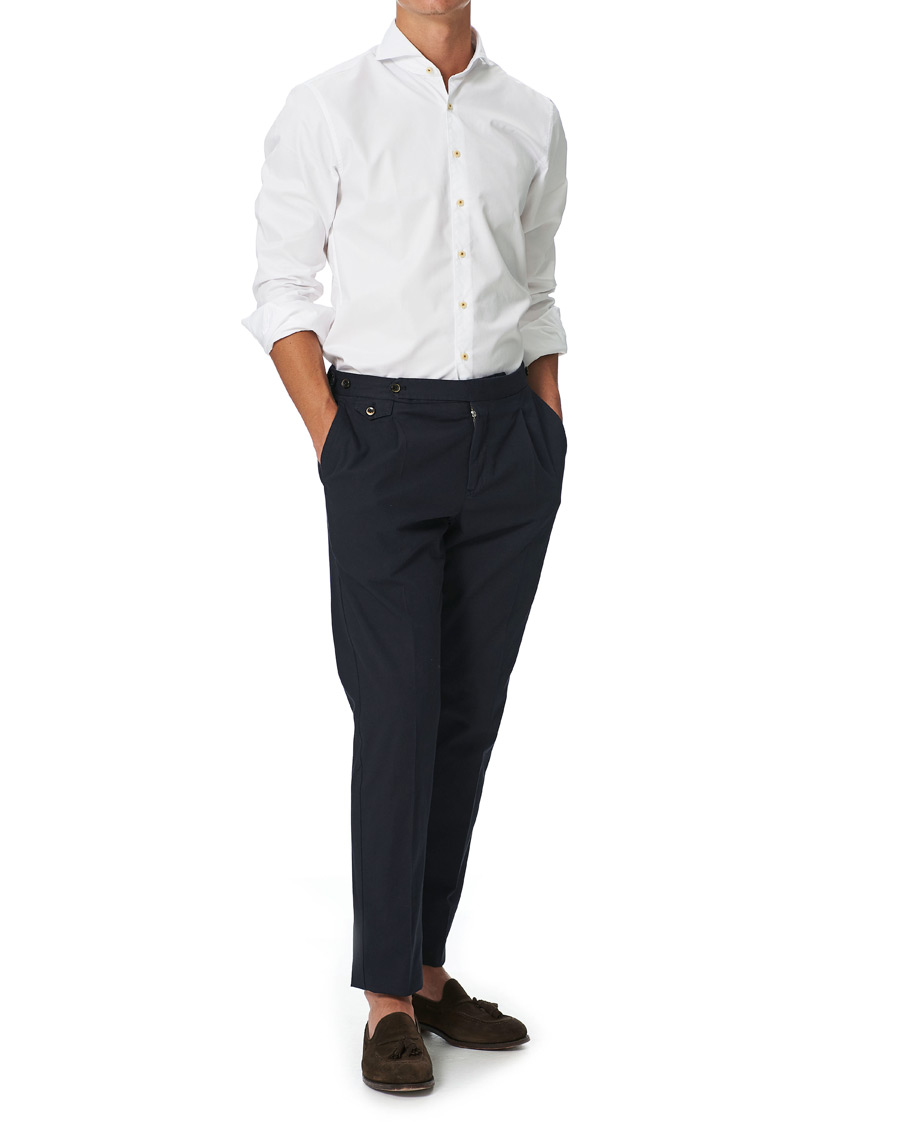 Homme | Chemises | Stenströms | Slimline Washed Cotton Plain Shirt White