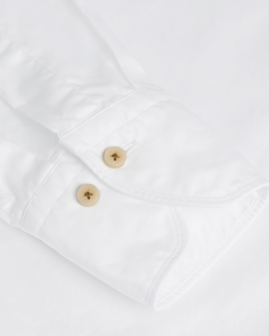Homme | Chemises | Stenströms | Slimline Washed Cotton Plain Shirt White