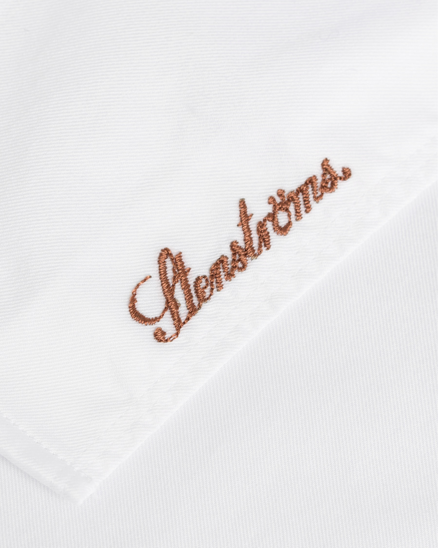 Homme | Chemises | Stenströms | Slimline Washed Cotton Plain Shirt White