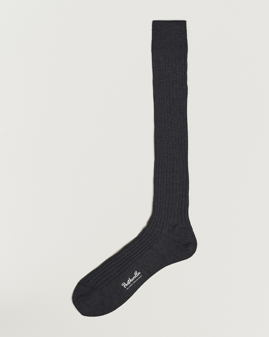 Heren | Ondergoed | Pantherella | Vale Cotton Long Socks Dark Grey