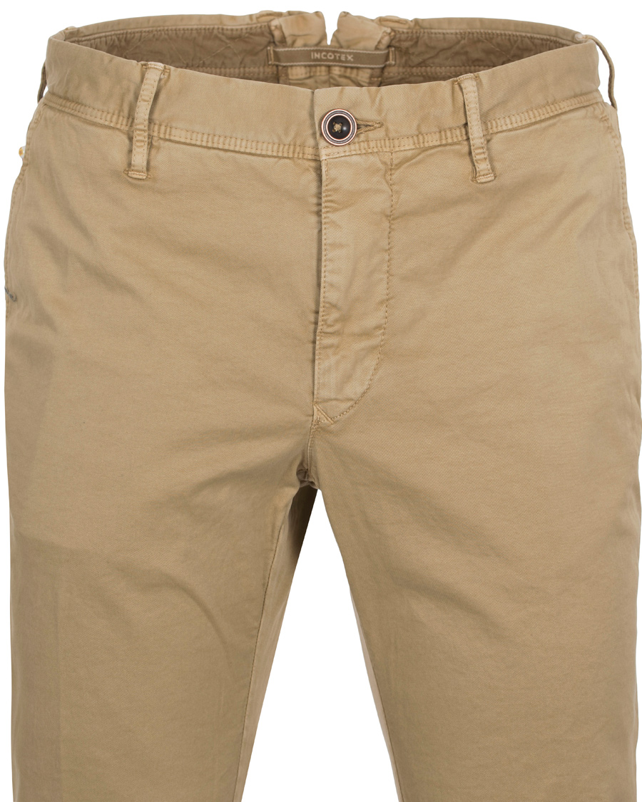Homme | Pantalons | Incotex | Slim Fit Stretch Slacks Khaki