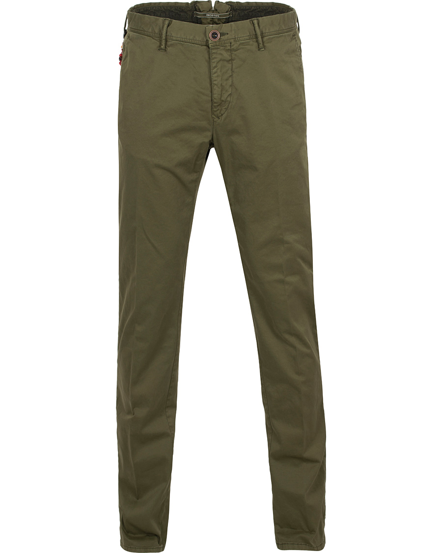 Homme | Pantalons | Incotex | Slim Fit Stretch Slacks Army Green