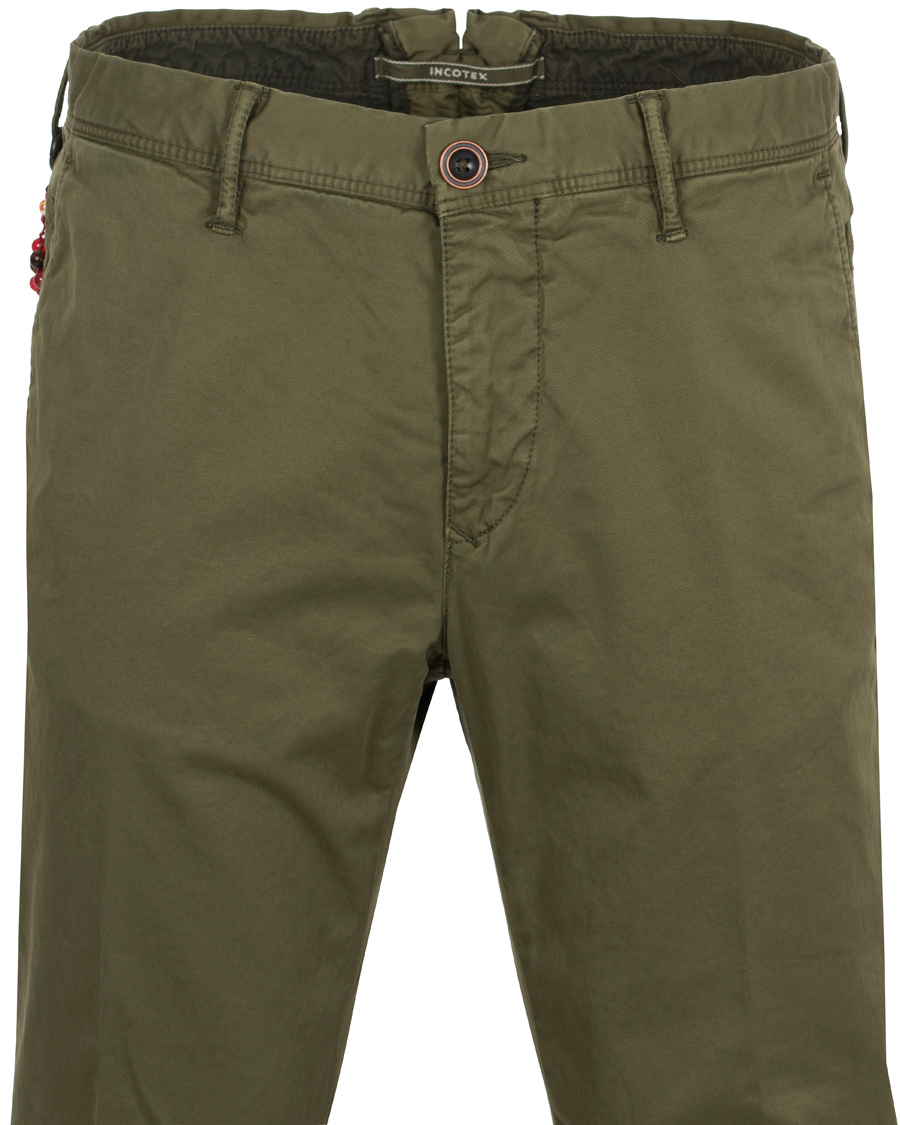 Homme | Pantalons | Incotex | Slim Fit Stretch Slacks Army Green