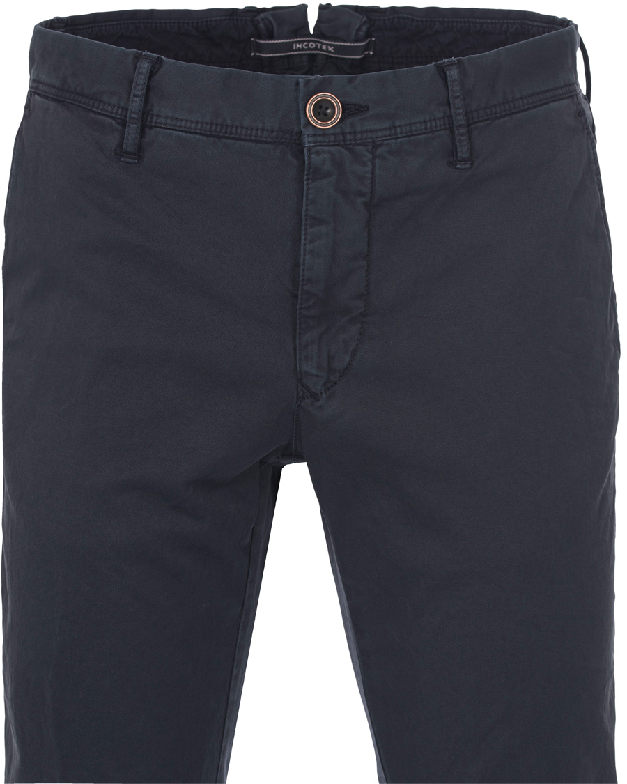 Homme | Pantalons | Incotex | Slim Fit Stretch Slacks Navy