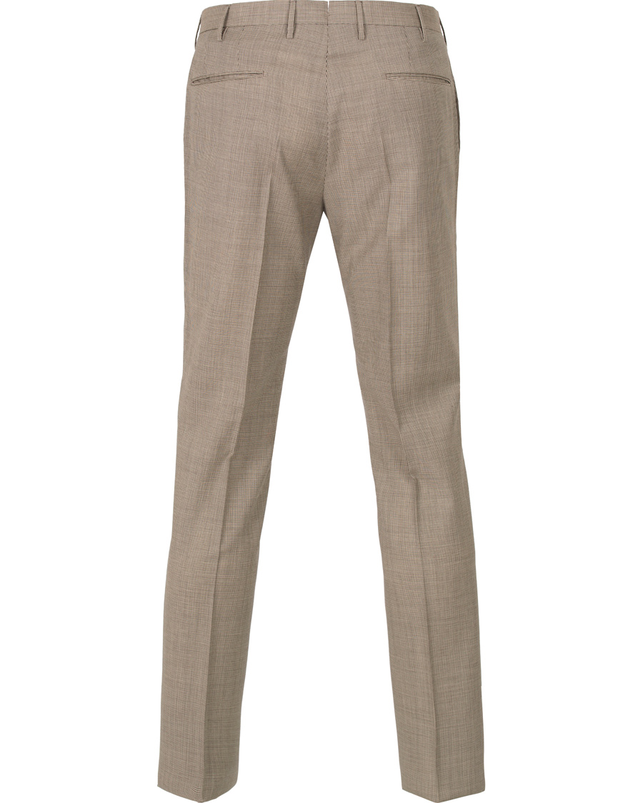 Homme | Pantalons | Incotex | Slim Fit Houndstooth Wool Trousers Brown