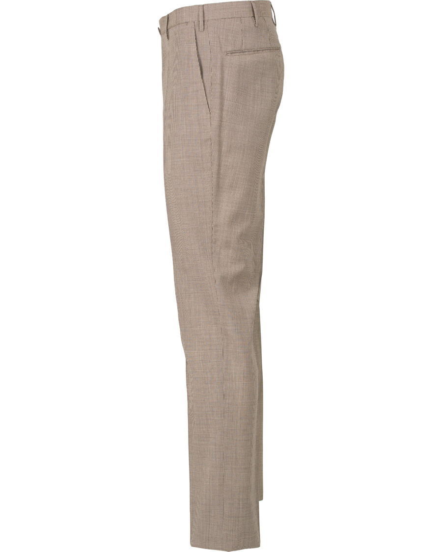 Homme | Pantalons | Incotex | Slim Fit Houndstooth Wool Trousers Brown