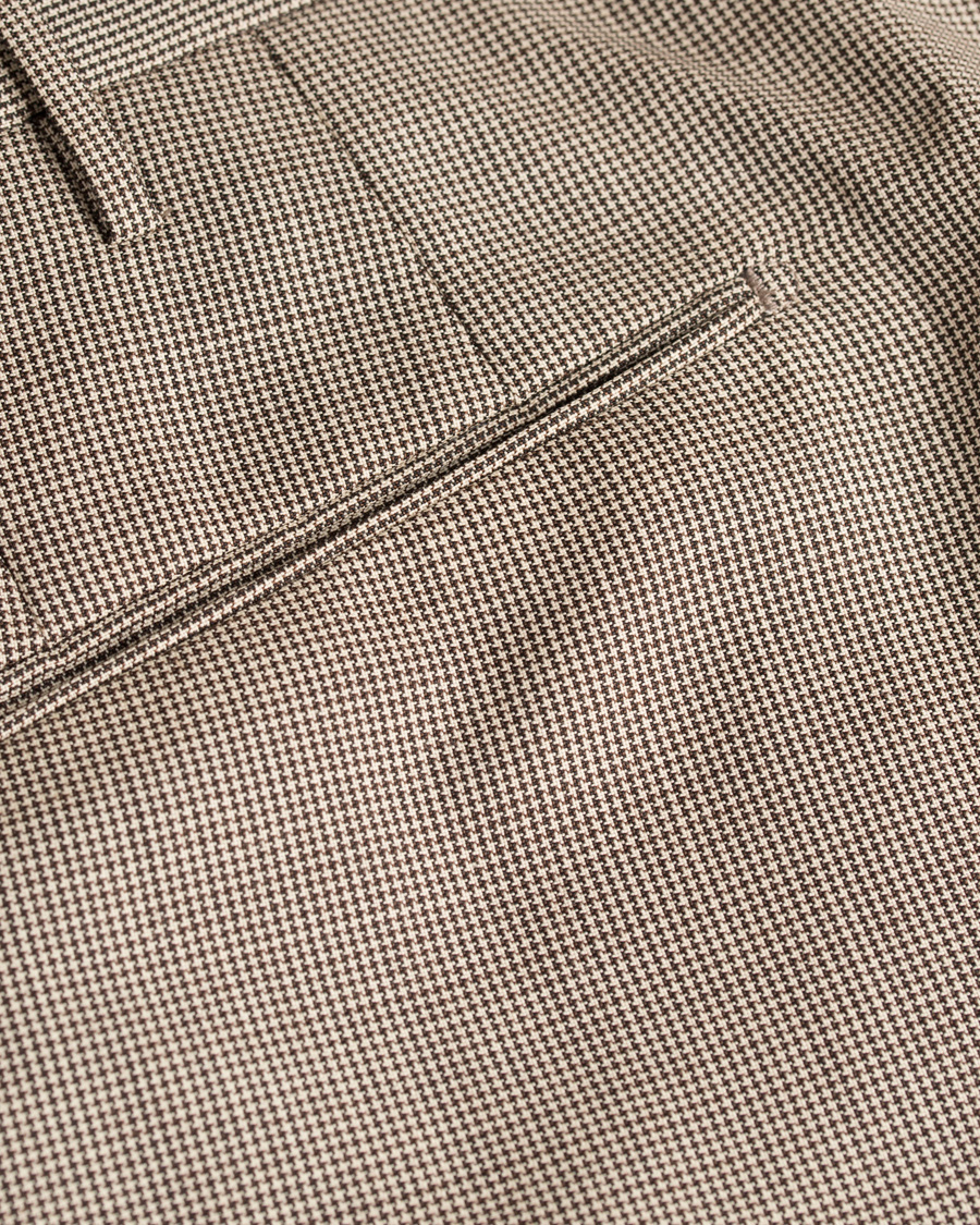 Homme | Pantalons | Incotex | Slim Fit Houndstooth Wool Trousers Brown