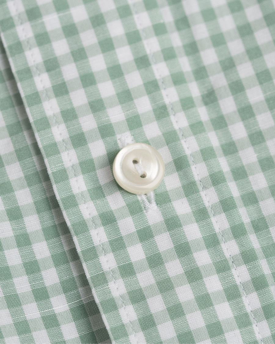 Homme | Chemises | Eton | Slim Fit Green Ribbon Linen Shirt Green/White