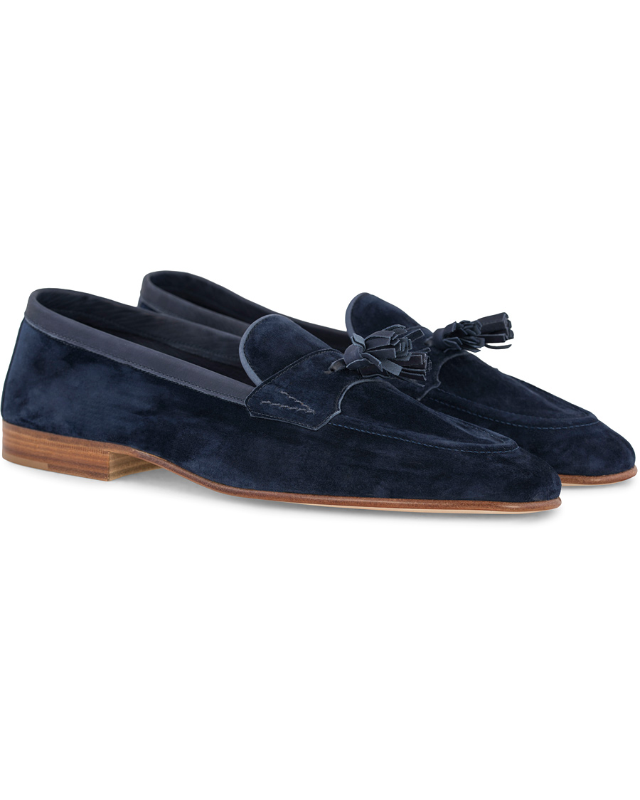 Homme | Edward Green Portland I Tassel Travel Slipper Navy | Edward Green | Portland I Tassel Travel Slipper Navy