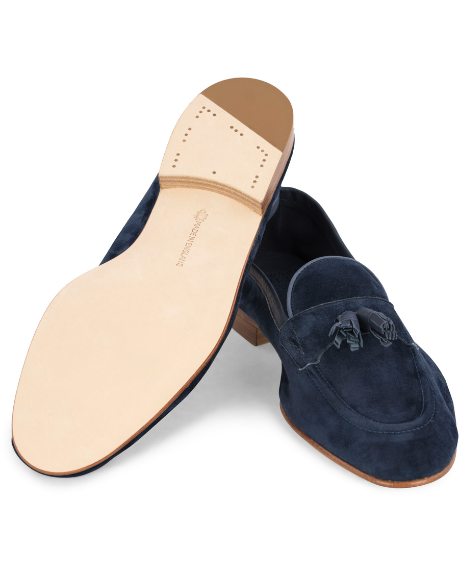 Homme | Edward Green Portland I Tassel Travel Slipper Navy | Edward Green | Portland I Tassel Travel Slipper Navy
