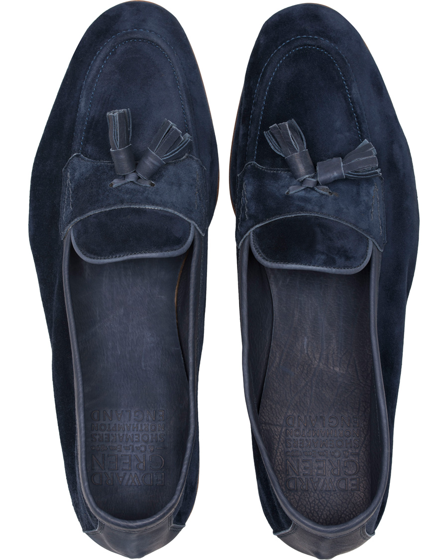 Homme | Edward Green Portland I Tassel Travel Slipper Navy | Edward Green | Portland I Tassel Travel Slipper Navy