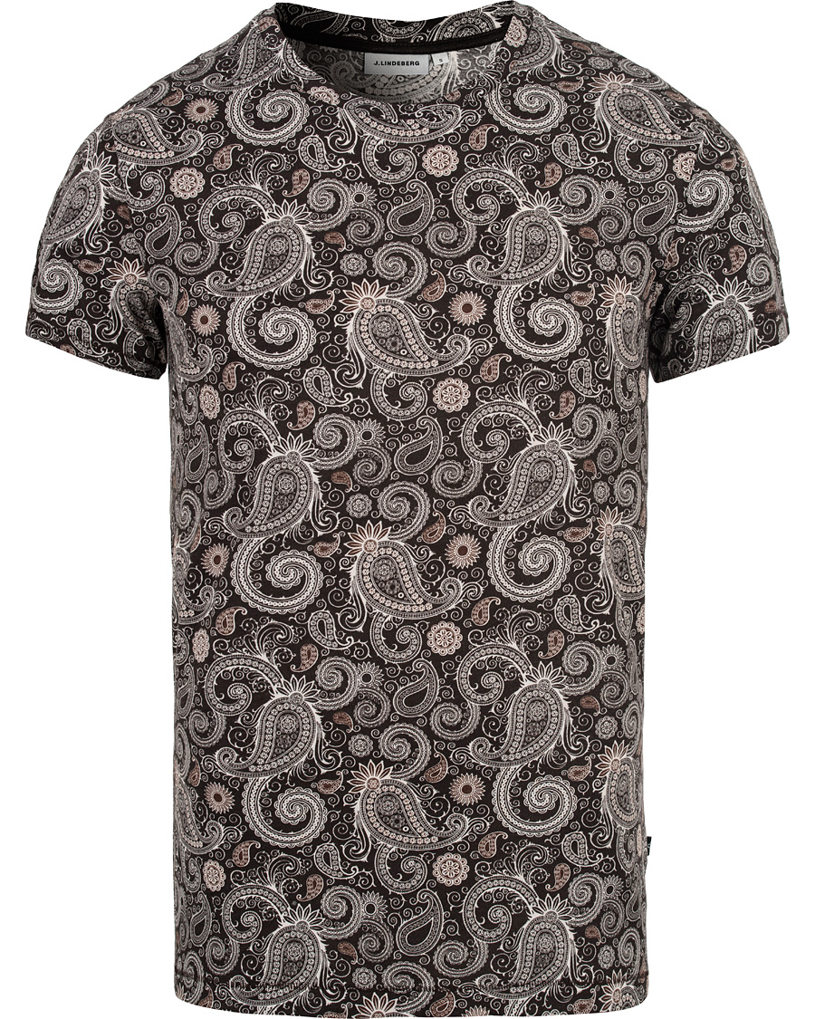 Homme | T-shirts | J.Lindeberg | Sev C Paisley Snug Jersey Tee White/Brown