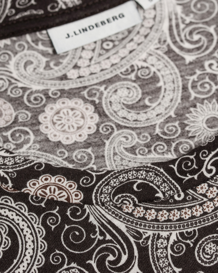 Homme | T-shirts | J.Lindeberg | Sev C Paisley Snug Jersey Tee White/Brown