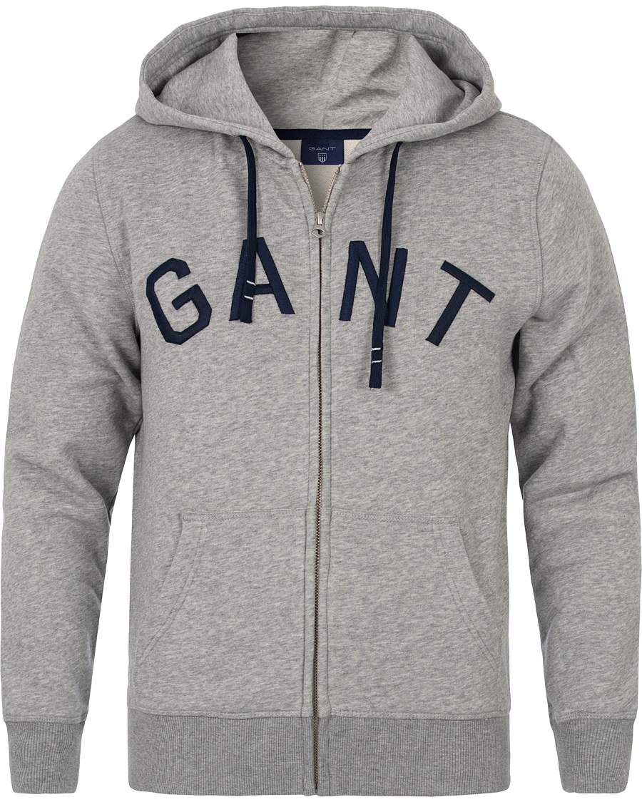 Homme | Pulls Et Tricots | GANT | Full Zip Hoodie Light Grey Melange