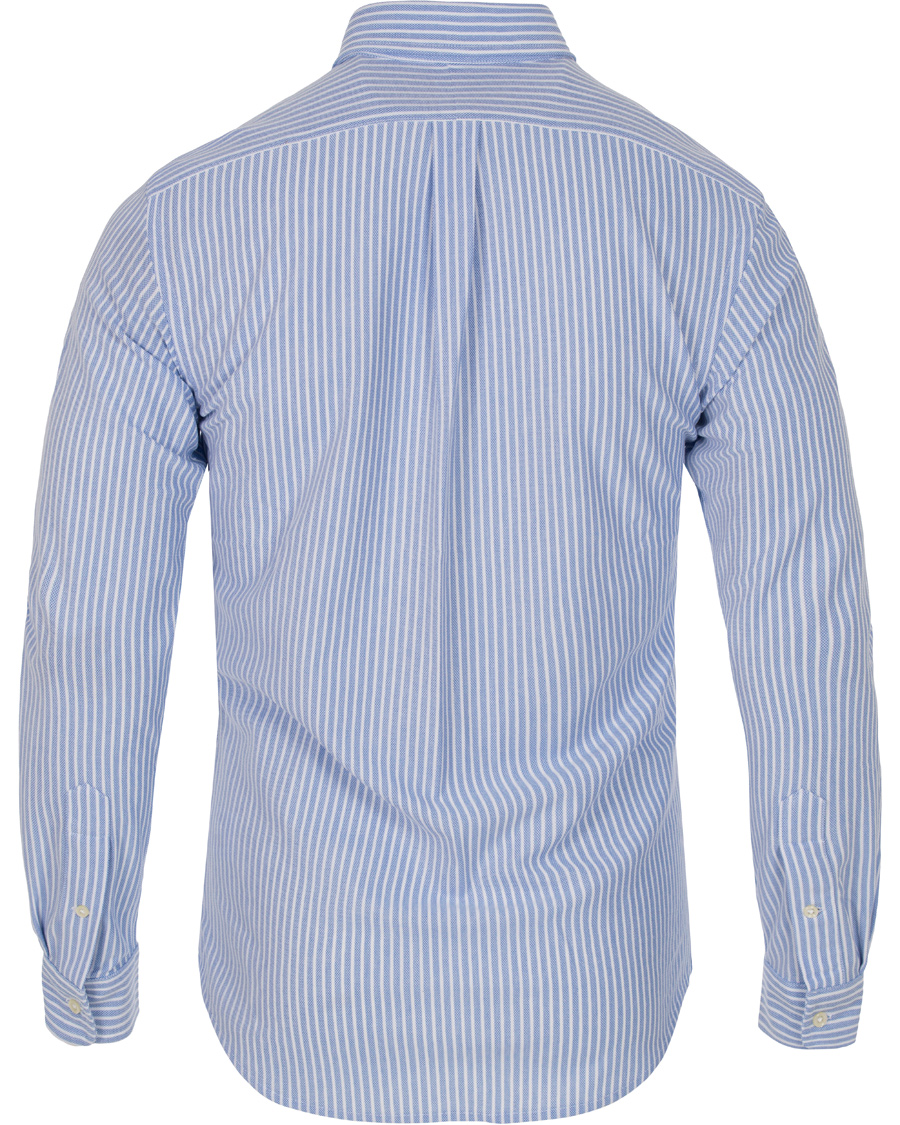 Heren | Overhemden | Polo Ralph Lauren | Slim Fit Knit Oxford Stripe Shirt White/Blue