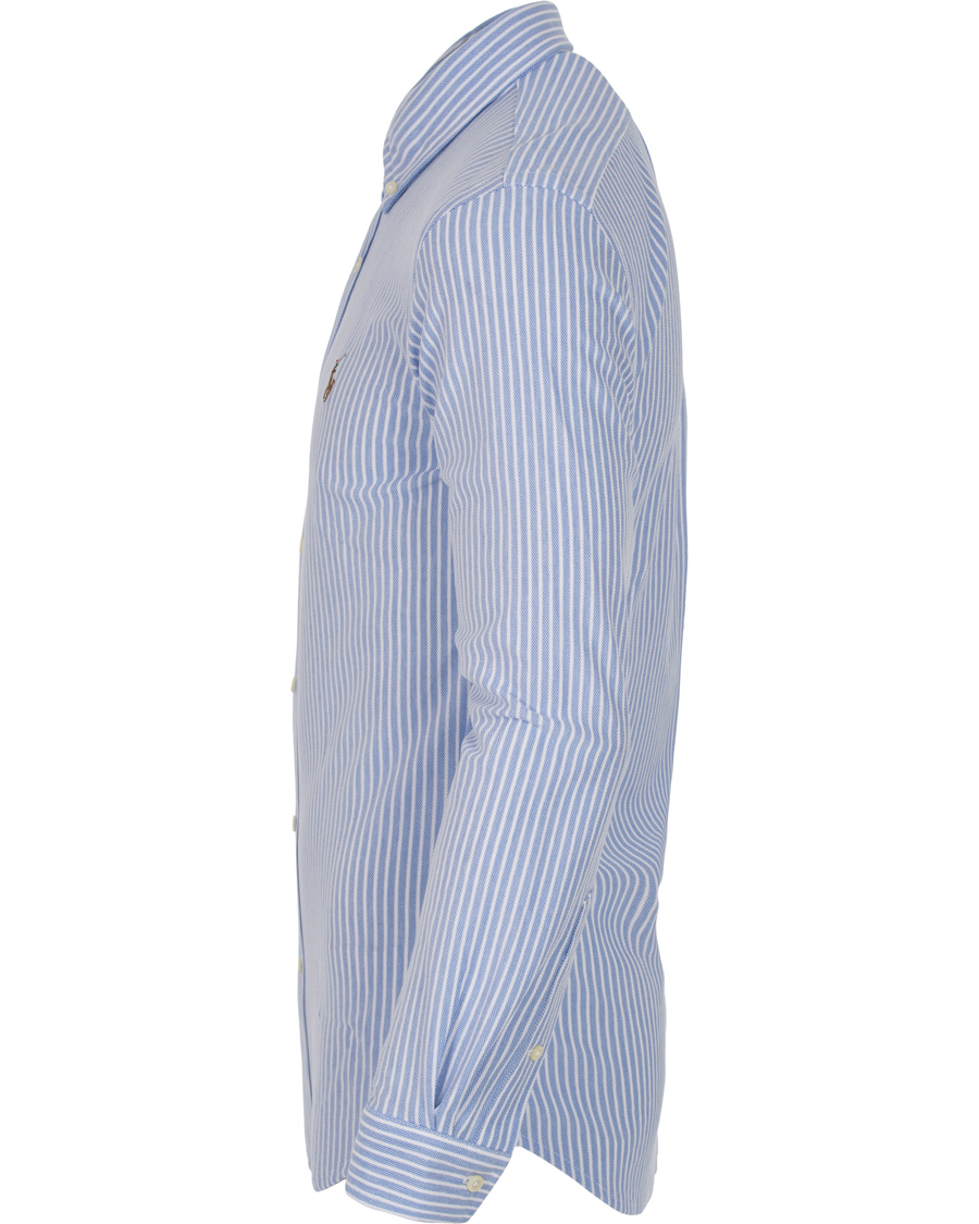Heren | Overhemden | Polo Ralph Lauren | Slim Fit Knit Oxford Stripe Shirt White/Blue