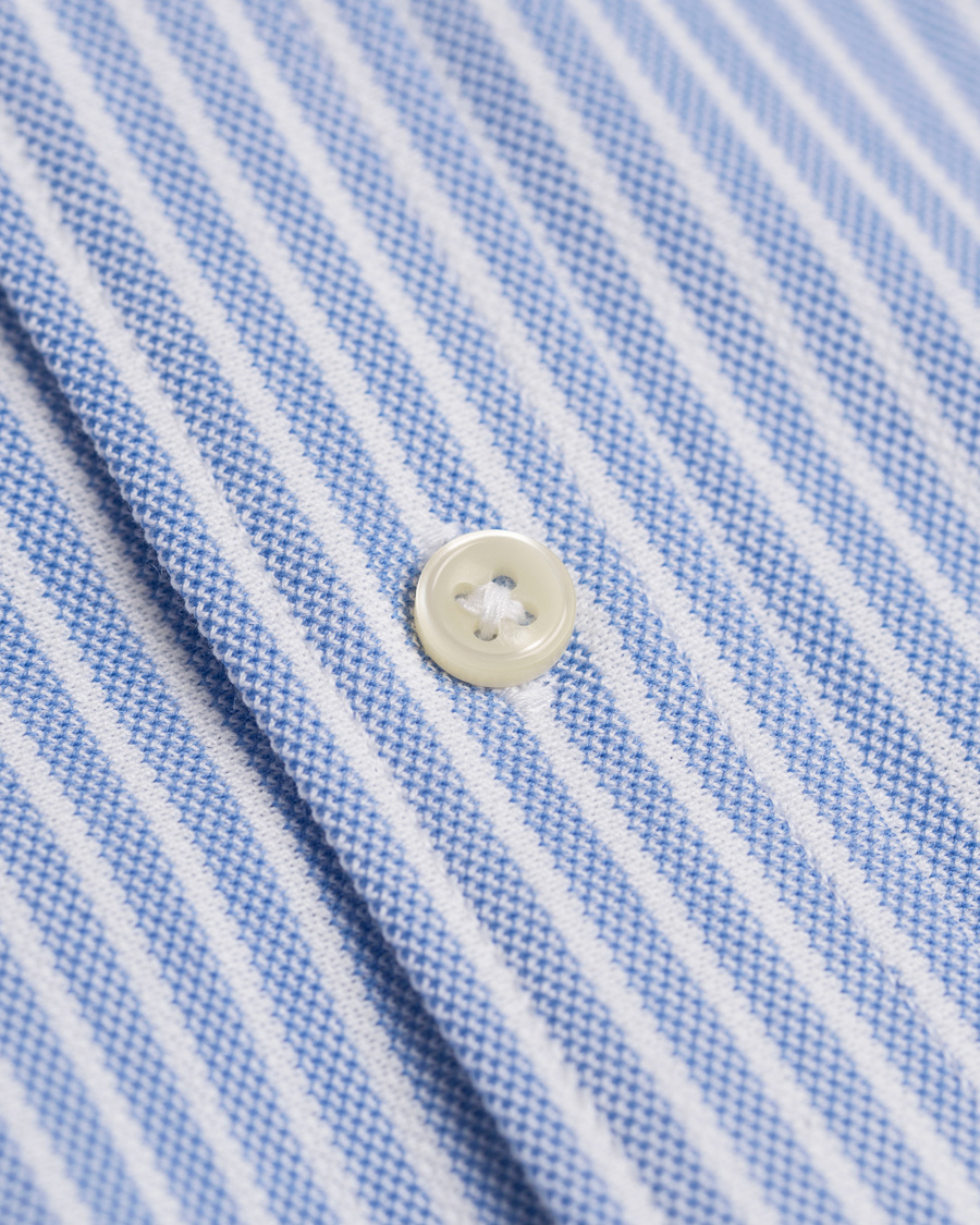 Heren | Overhemden | Polo Ralph Lauren | Slim Fit Knit Oxford Stripe Shirt White/Blue