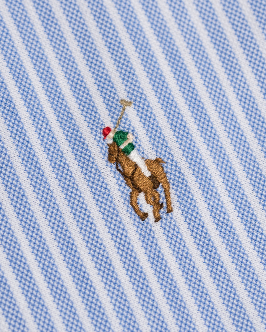 Heren | Overhemden | Polo Ralph Lauren | Slim Fit Knit Oxford Stripe Shirt White/Blue
