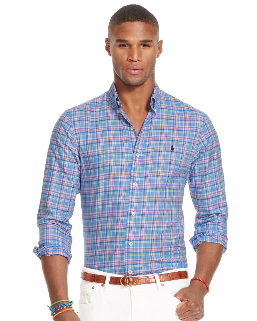 Heren | Overhemden | Polo Ralph Lauren | Slim Fit Luxury Oxford Shirt Blue/Orange
