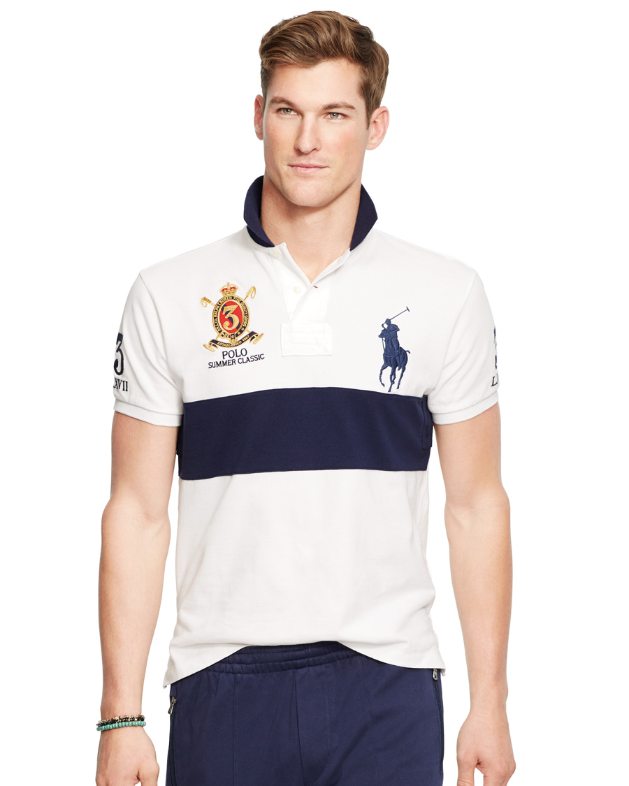 Homme | Polos | Polo Ralph Lauren | Blackwatch Block Stripe Polo White