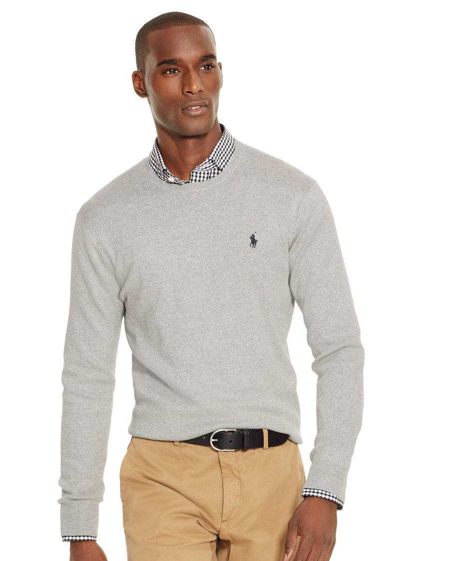 Homme | Pulls Et Tricots | Polo Ralph Lauren | Slim Fit Cotton C-Neck Pullover Grey Heather