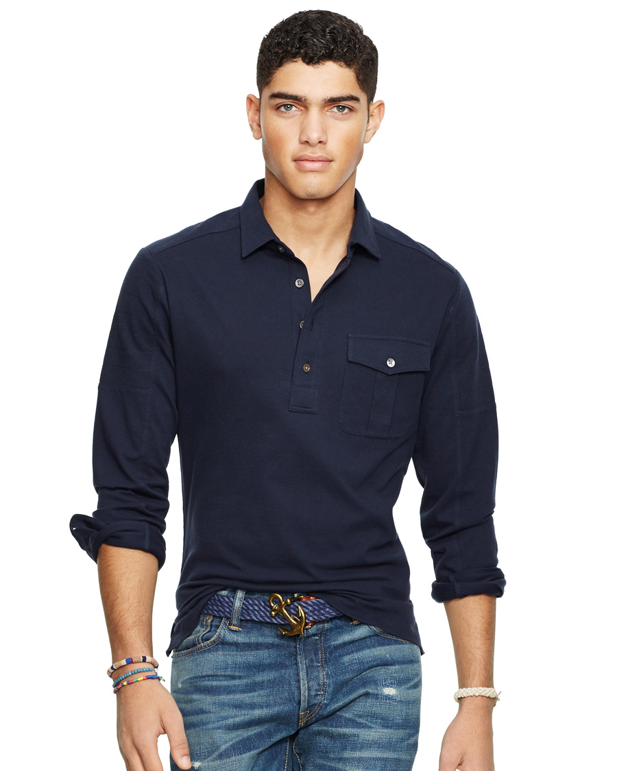 Heren | Truien | Polo Ralph Lauren | Moto Military Shirt Sweater Aviator Navy