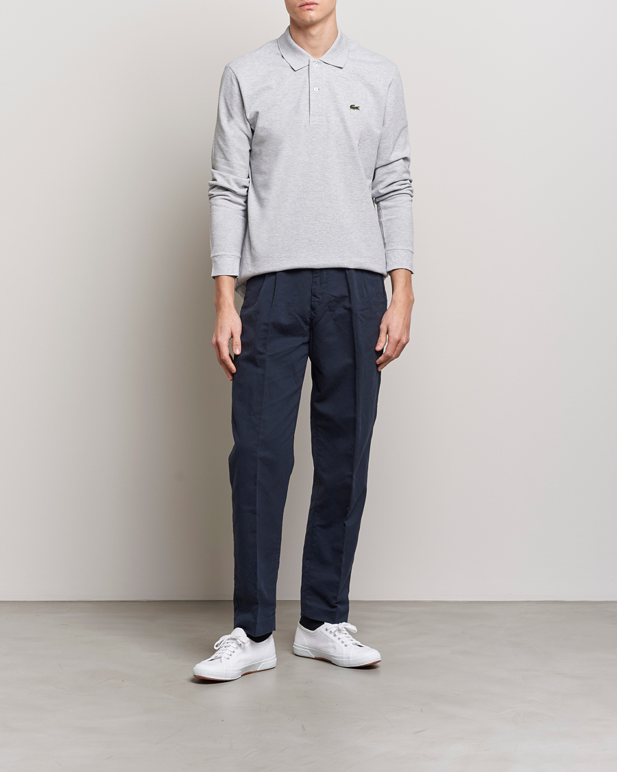 Homme | Polos | Lacoste | Original Long Sleeve Polo Piké Silver Chine