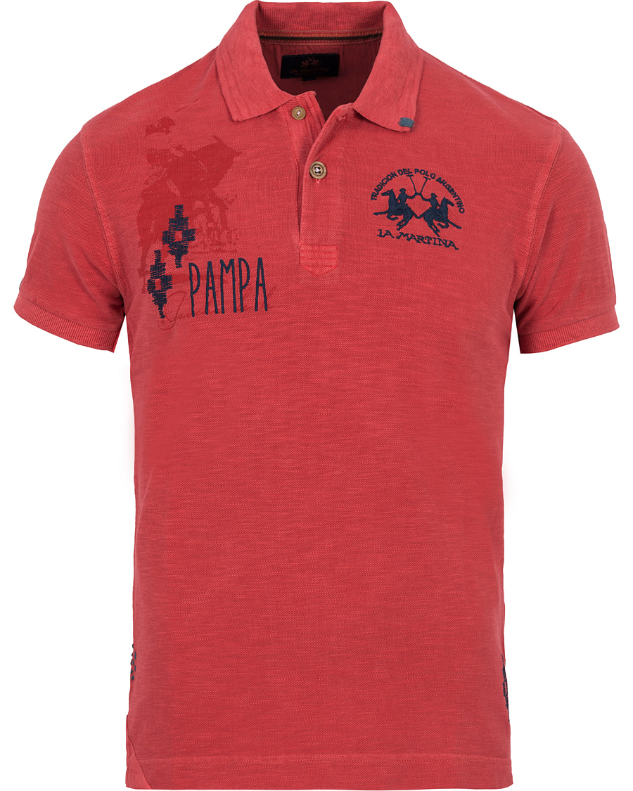 Homme | Polos | La Martina | Juarez Vintage Slub Pique Polo Cayenne Red XL