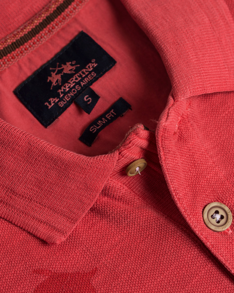 Homme | Polos | La Martina | Juarez Vintage Slub Pique Polo Cayenne Red XL