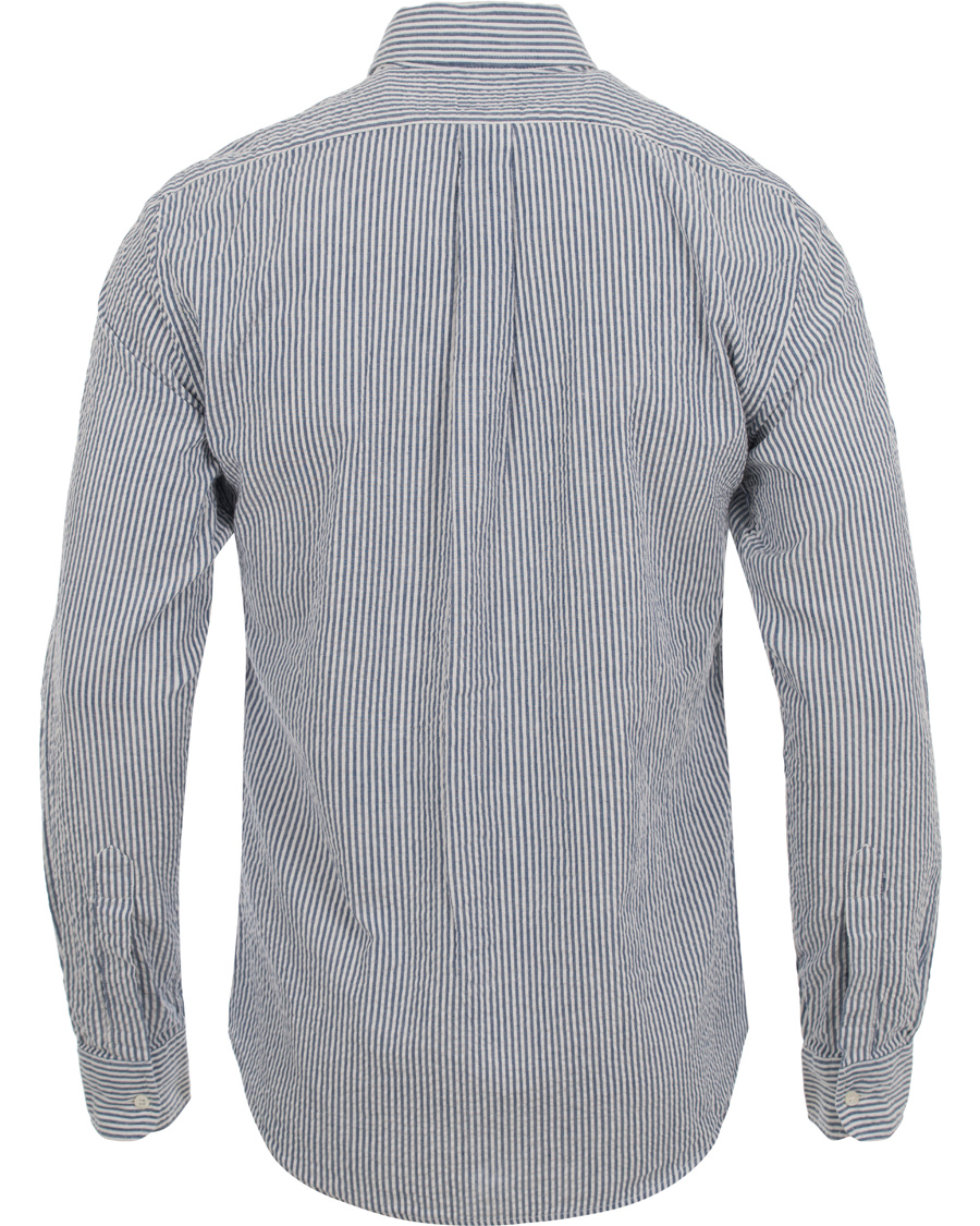 Homme | Chemises | Aspesi | Seersucker Stripe Shirt Black/Blue