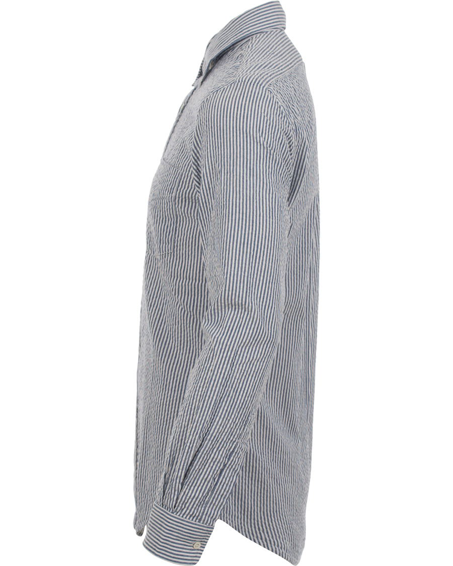 Homme | Chemises | Aspesi | Seersucker Stripe Shirt Black/Blue
