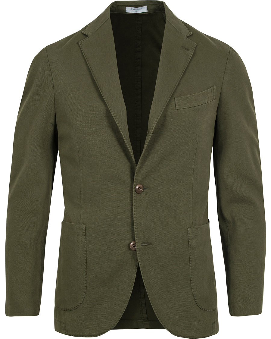 Homme | Blazers | Boglioli | Coat Patch Pocket Stretch Cotton Blazer Dark Green