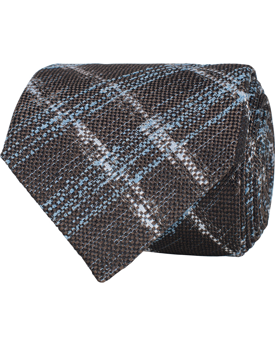 Homme | Roda Silk 7,5cm Check Tie Brown | Roda | Silk 7,5cm Check Tie Brown