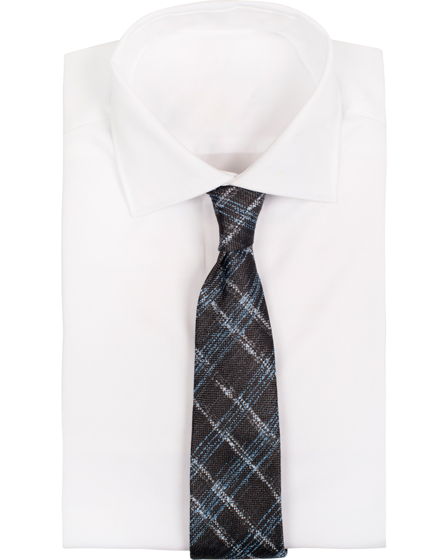 Homme | Roda Silk 7,5cm Check Tie Brown | Roda | Silk 7,5cm Check Tie Brown
