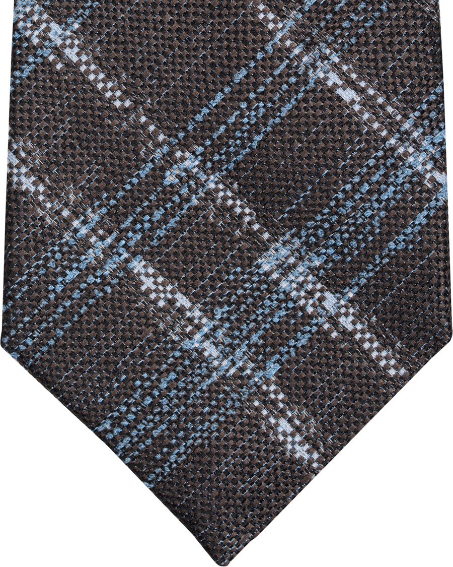 Homme | Roda Silk 7,5cm Check Tie Brown | Roda | Silk 7,5cm Check Tie Brown