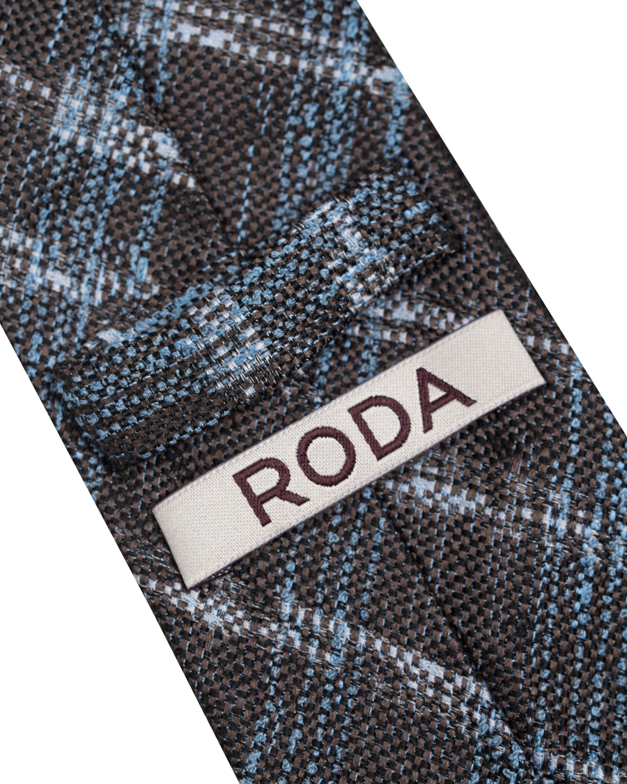 Homme | Roda Silk 7,5cm Check Tie Brown | Roda | Silk 7,5cm Check Tie Brown