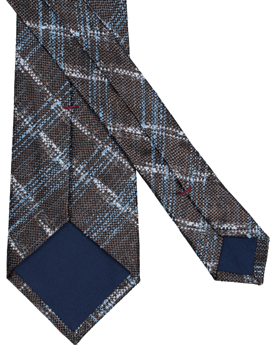 Homme | Roda Silk 7,5cm Check Tie Brown | Roda | Silk 7,5cm Check Tie Brown