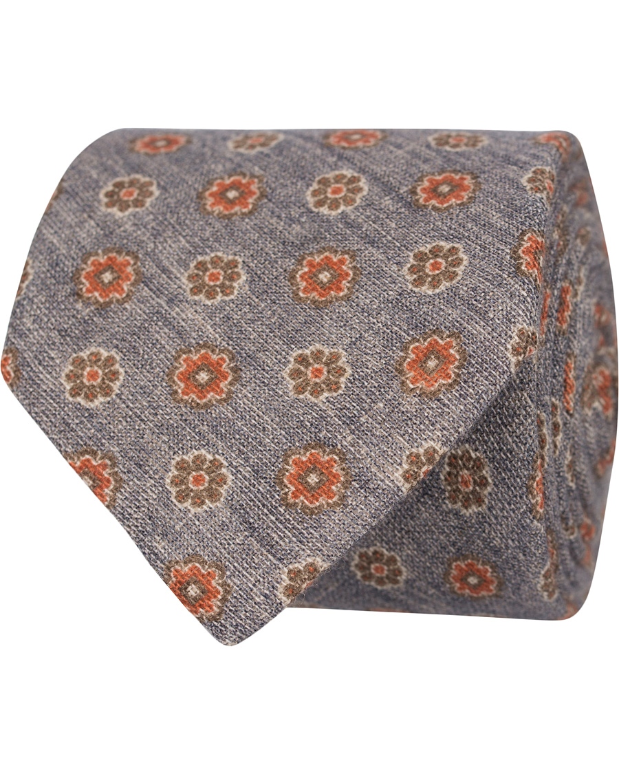 Homme | Amanda Christensen Printed Flower Linen 8 cm Tie Blue | Amanda Christensen | Printed Flower Linen 8 cm Tie Blue