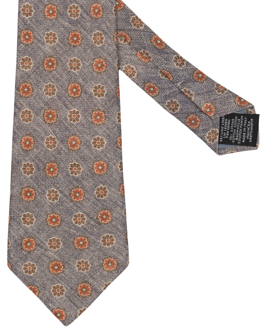 Homme | Amanda Christensen Printed Flower Linen 8 cm Tie Blue | Amanda Christensen | Printed Flower Linen 8 cm Tie Blue