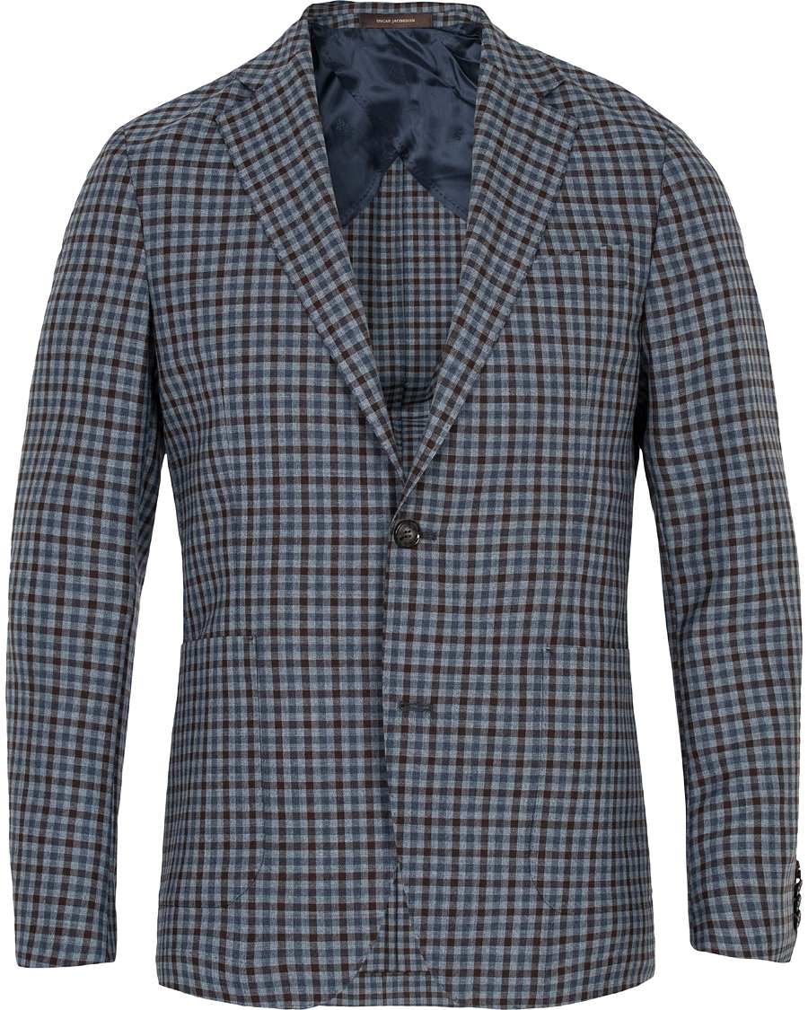 Homme | Blazers | Oscar Jacobson | Einar Check Patch Pocket Blazer Sky/Brown