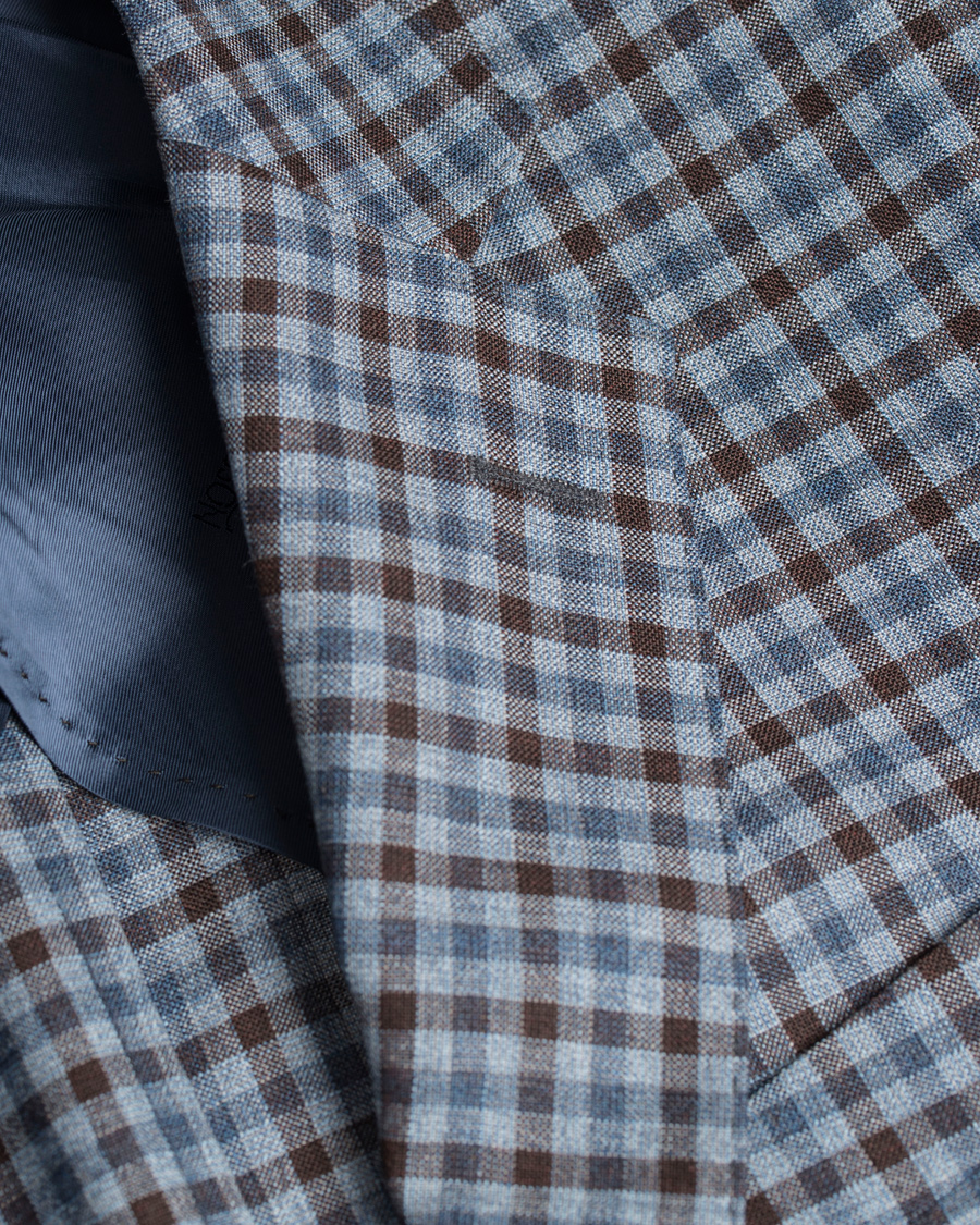Homme | Blazers | Oscar Jacobson | Einar Check Patch Pocket Blazer Sky/Brown