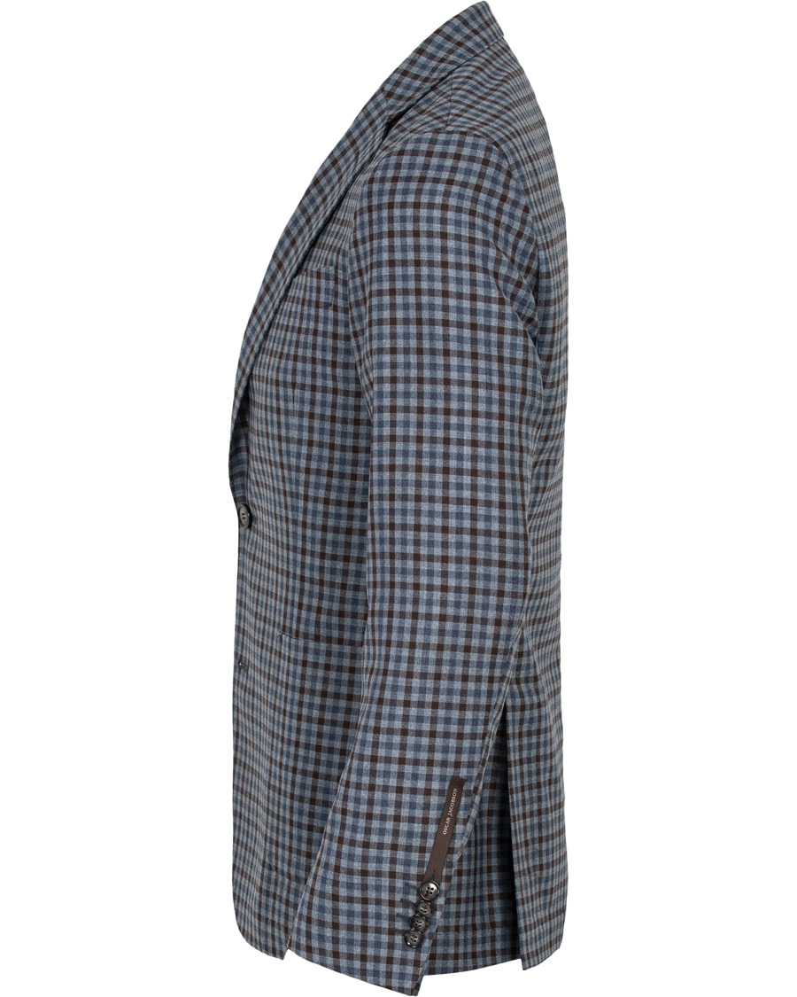 Homme | Blazers | Oscar Jacobson | Einar Check Patch Pocket Blazer Sky/Brown